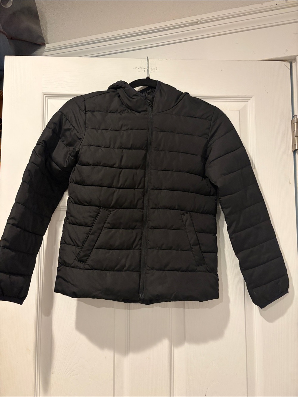 Old Navy Kids Black Hooded Puffer Jacket Large (10-12)